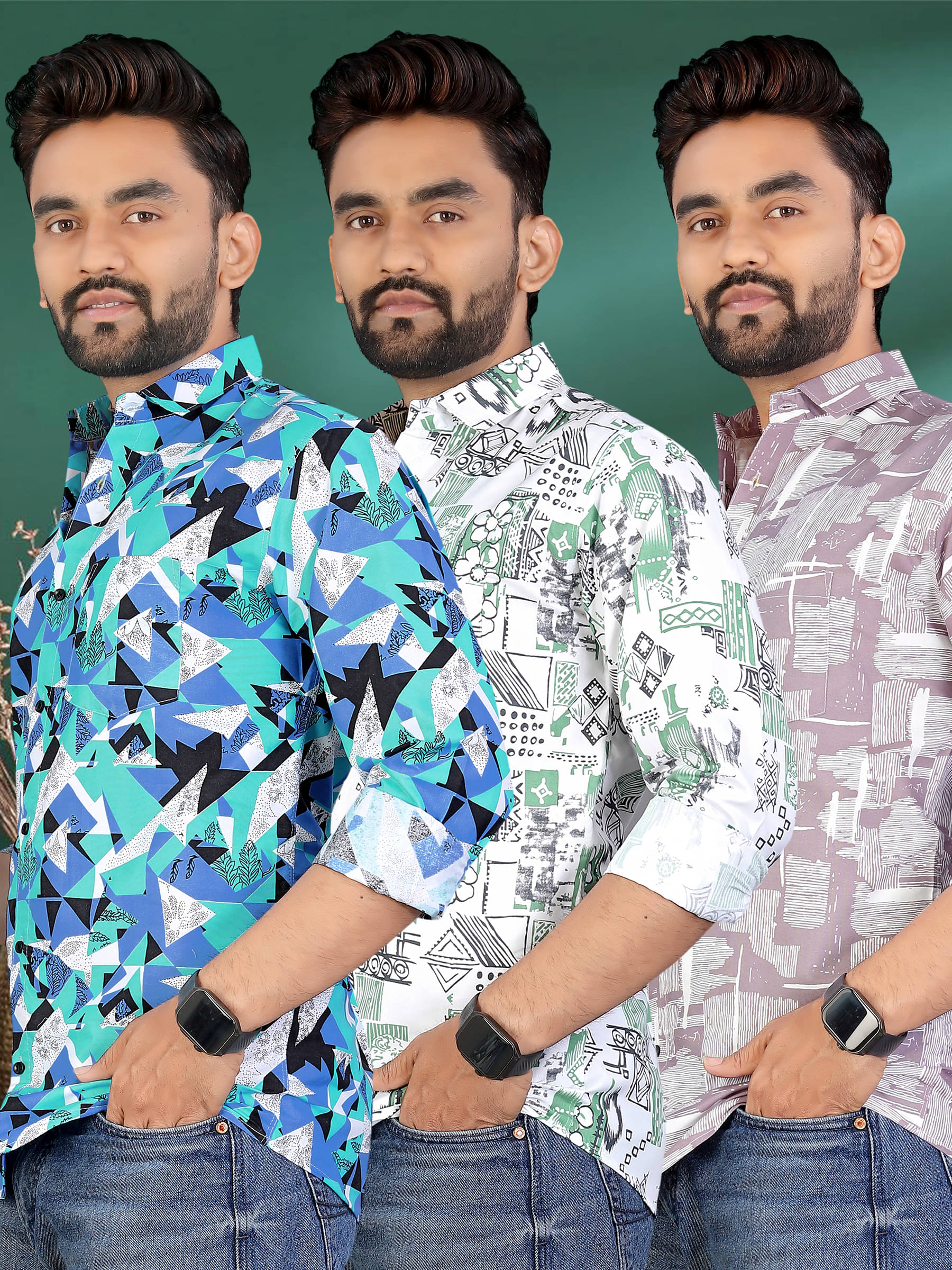     			adwynpeter 100% Cotton Regular Fit Printed Full Sleeves Men's Casual Shirt - Multicolor 9 ( Pack of 3 )