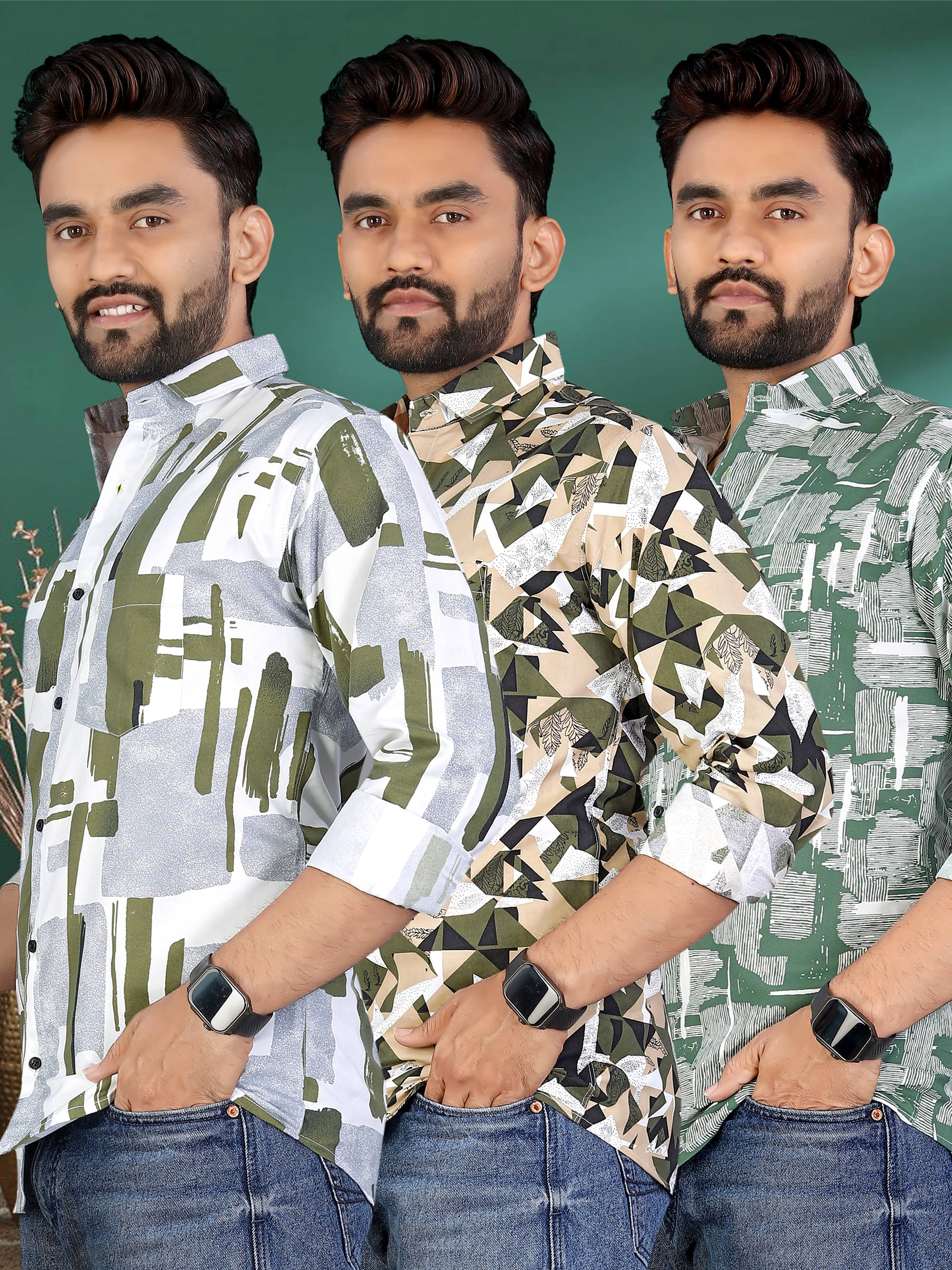     			adwynpeter 100% Cotton Regular Fit Printed Full Sleeves Men's Casual Shirt - Multicolor 8 ( Pack of 3 )