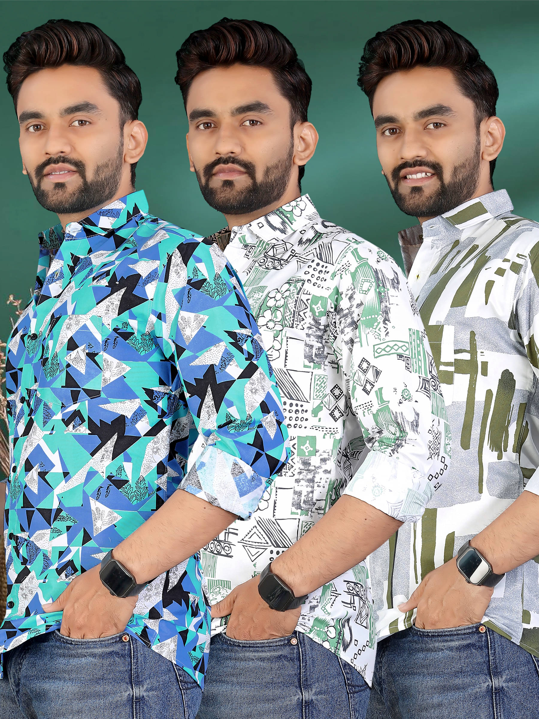 adwynpeter 100% Cotton Regular Fit Printed Full Sleeves Men's Casual Shirt - Multicolor 11 ( Pack of 3 )     			adwynpeter 100% Cotton Regular Fit Printed Full Sleeves Men's Casual Shirt - Multicolor 11 ( Pack of 3 )
