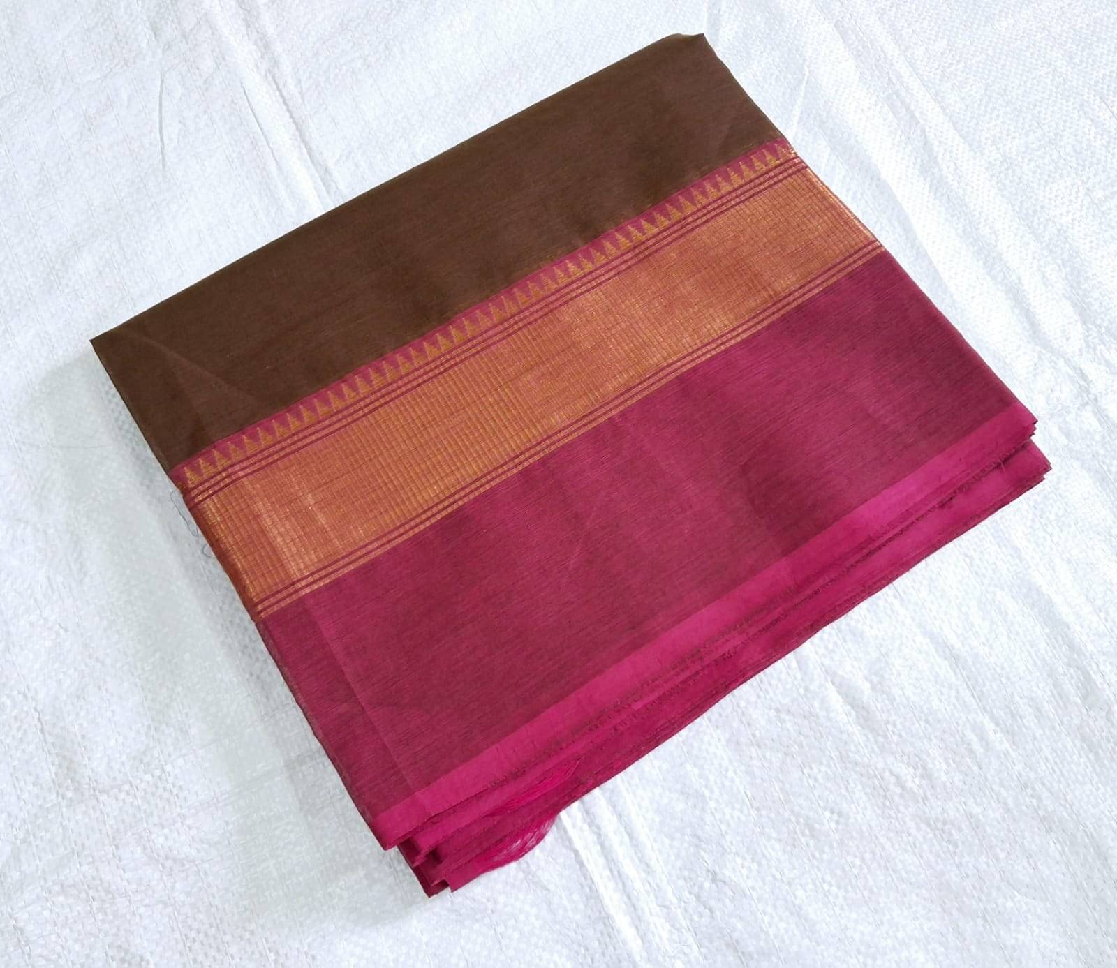     			chettinad cotton saree Cotton Woven Design Chettinad Saree Without Blouse Piece ( Brown,Gold,Pink )