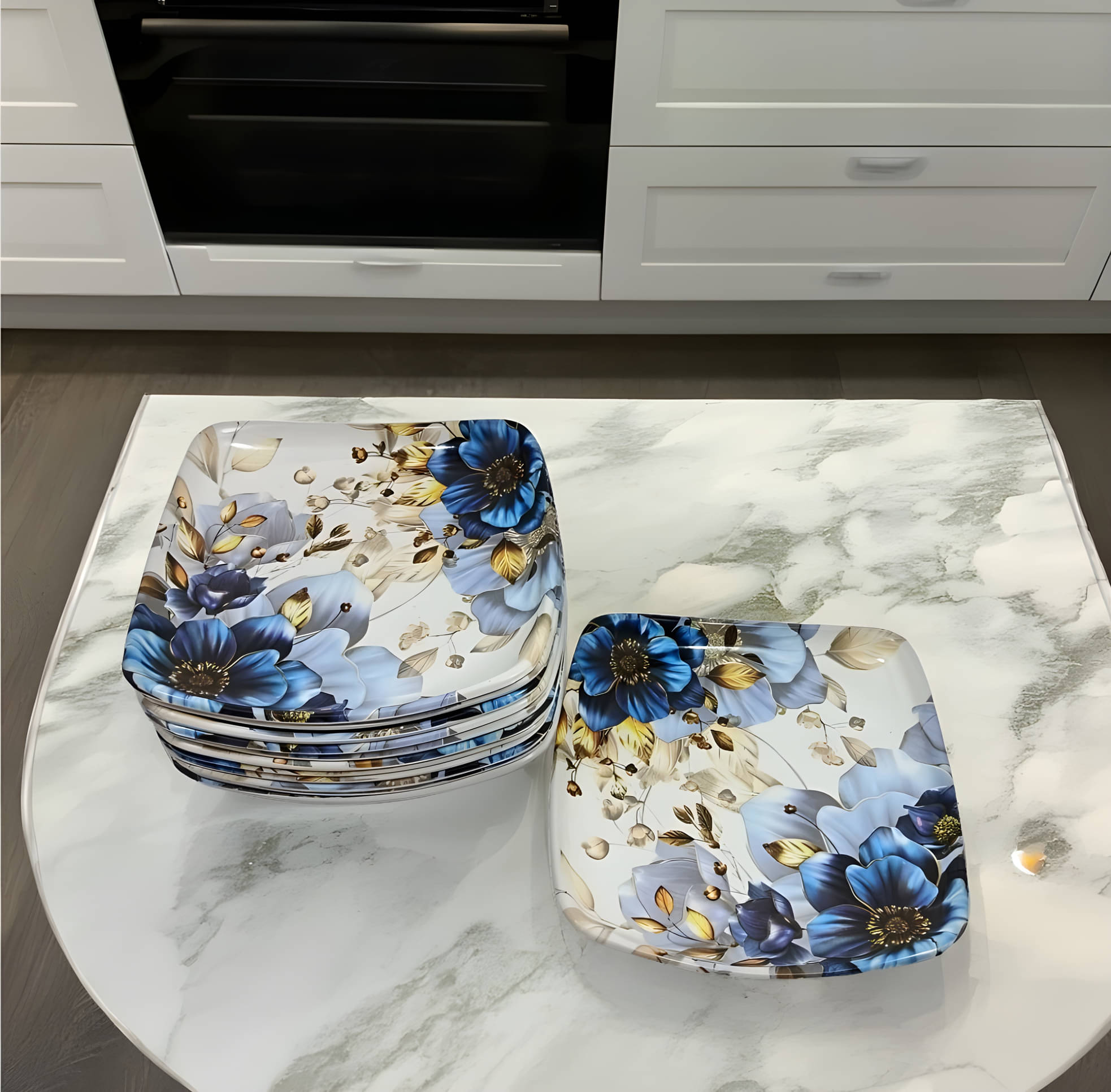     			kitchrox 12 Pcs Melamine Multi Color Half Plate