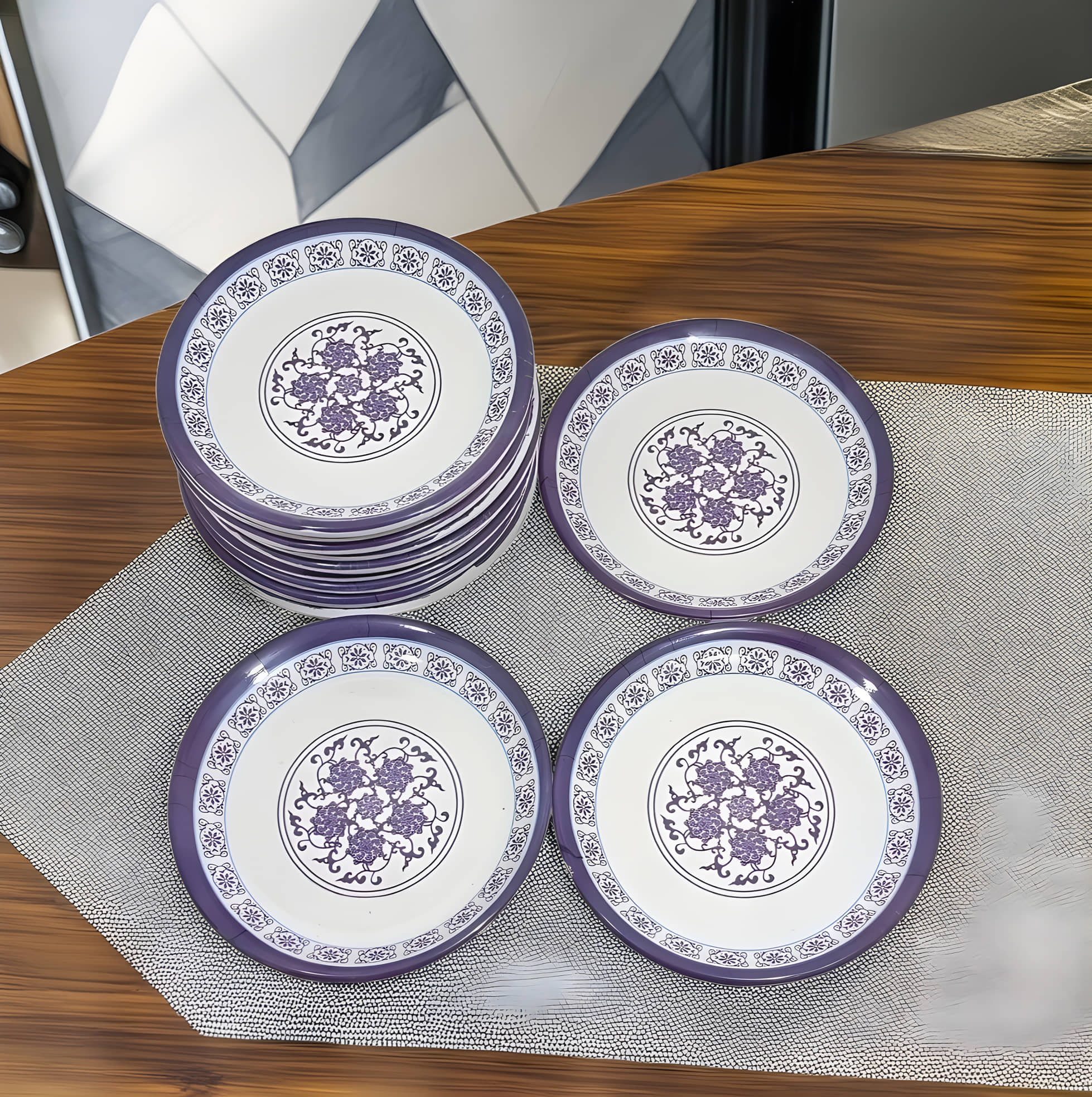 kitchrox 12 Pcs Melamine Multi Color Quarter Plate