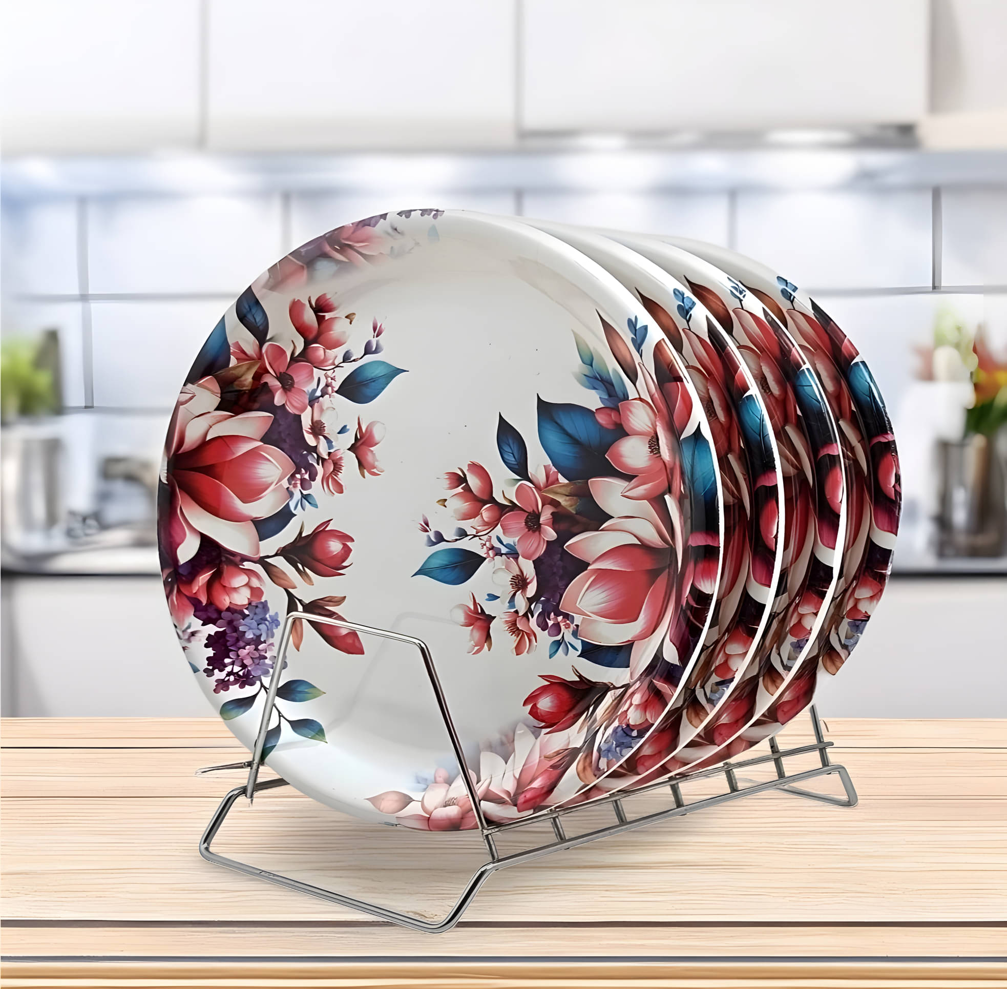 kitchrox 4 Pcs Melamine Multi Color Full Plate     			kitchrox 4 Pcs Melamine Multi Color Full Plate