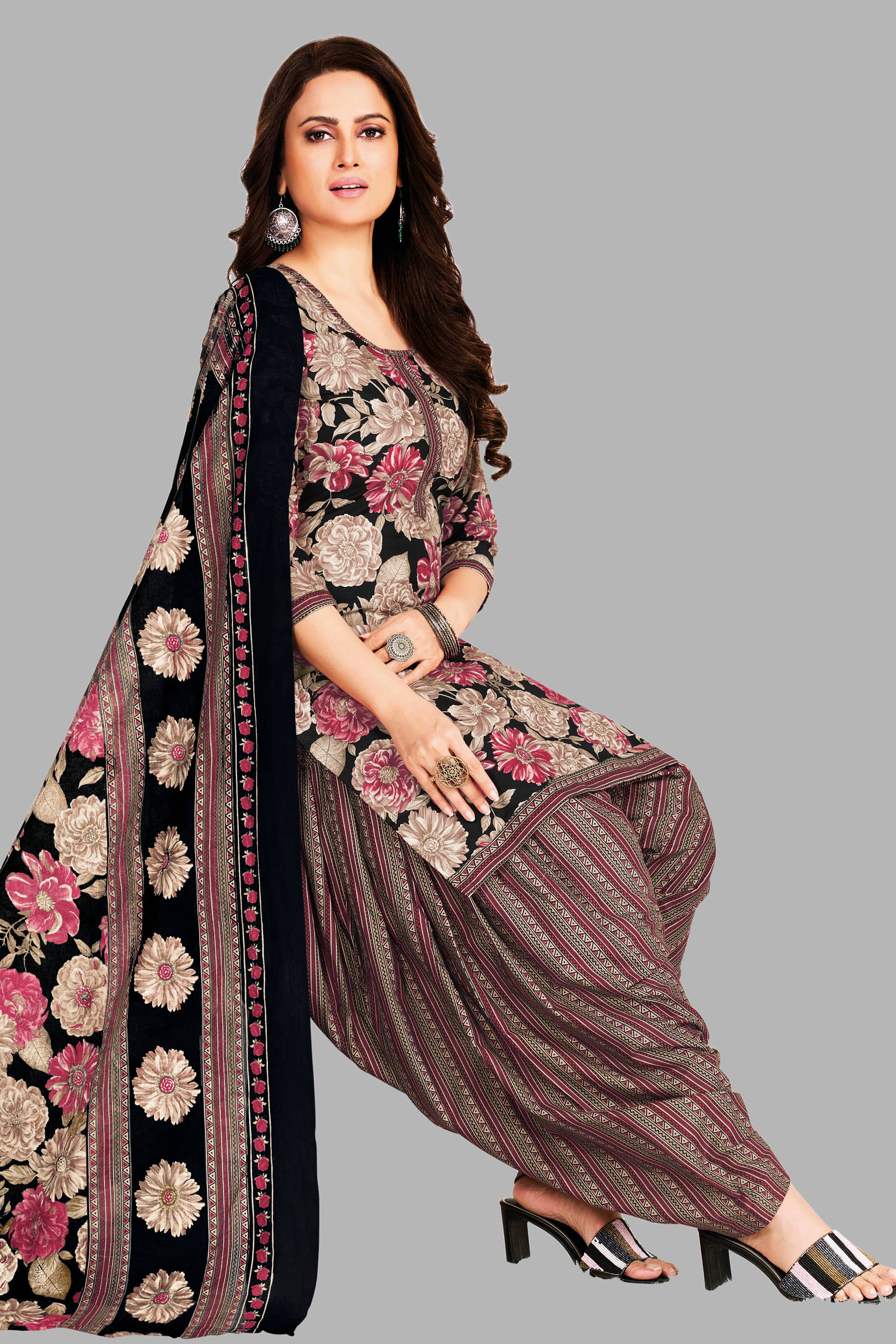     			shree jeenmata collection Women Cotton Unstitched Dress Material ( Multicolor )