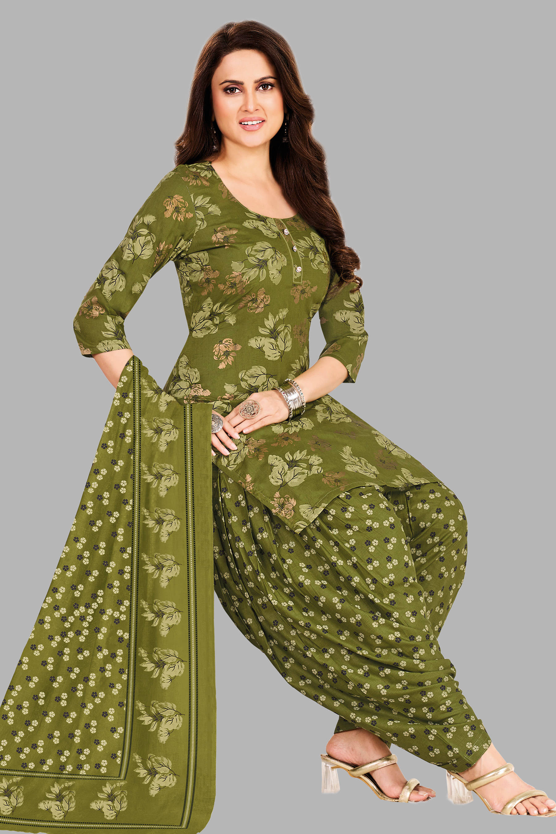 shree jeenmata collection Women Cotton Unstitched Dress Material ( Green ) shree jeenmata collection Women Cotton Unstitched Dress Material ( Green )