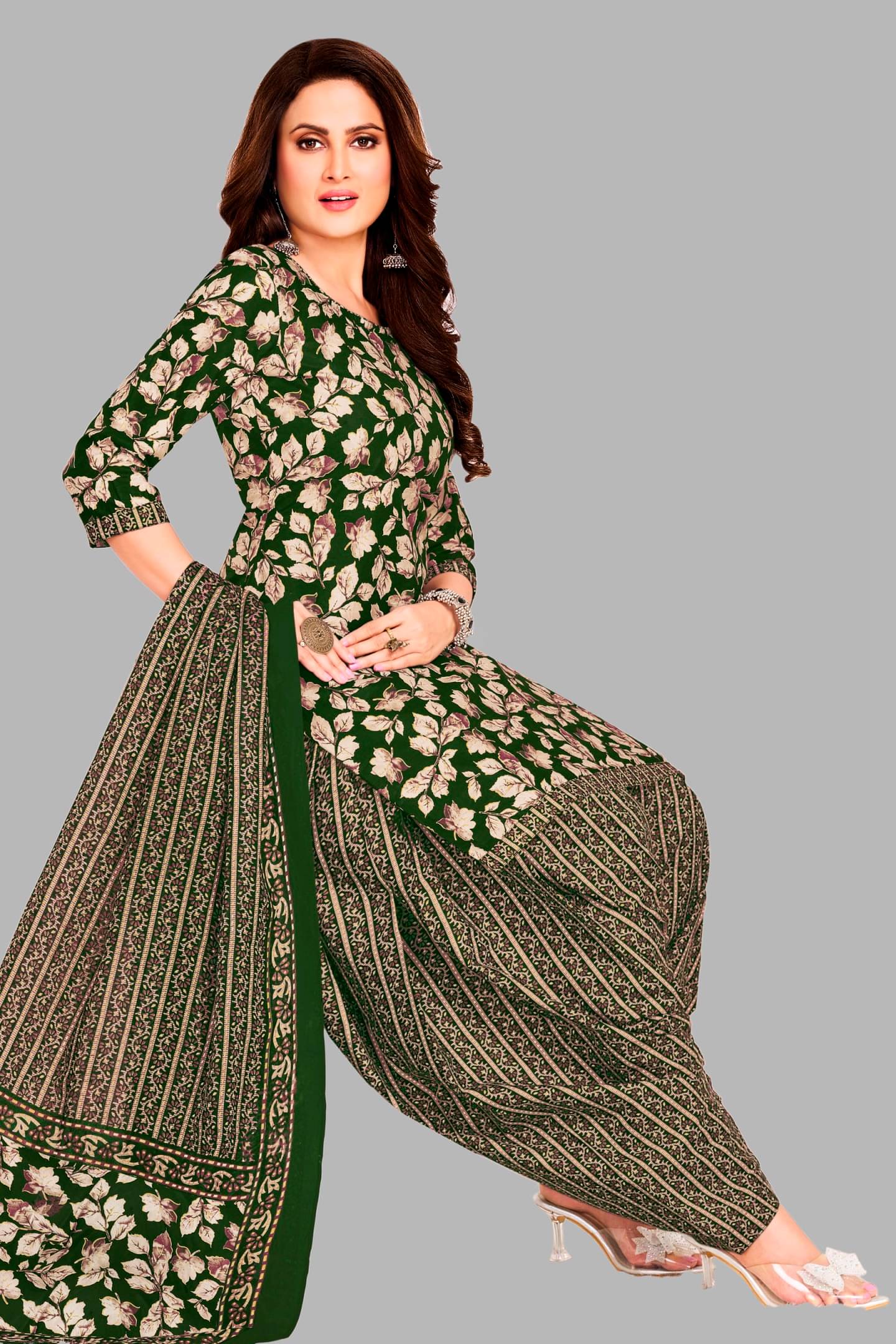 shree jeenmata collection Women Cotton Unstitched Dress Material ( Green ) shree jeenmata collection Women Cotton Unstitched Dress Material ( Green )