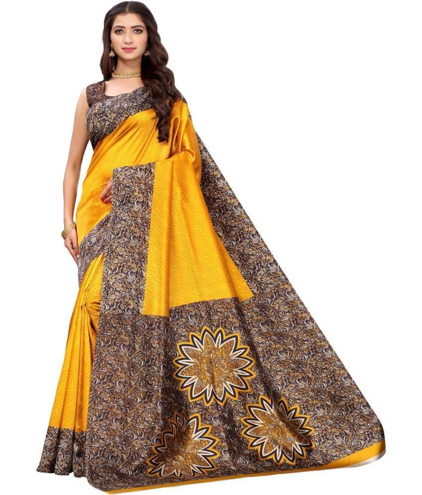 varutex Art Silk Printed Regular Saree With Unstitched Blouse Piece ( Mustard ) varutex Art Silk Printed Regular Saree With Unstitched Blouse Piece ( Mustard )