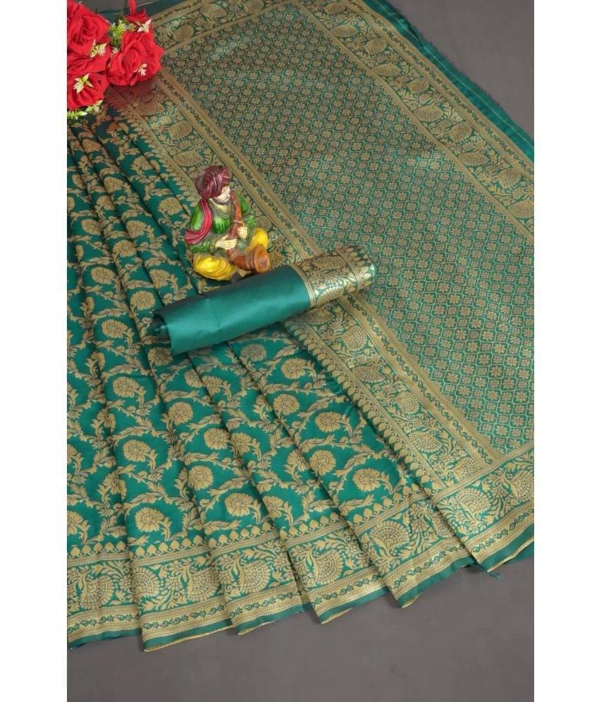     			varutex Cotton Silk Applique Regular Saree With Unstitched Blouse Piece ( Rama )