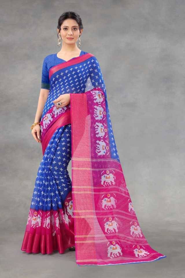     			varutex Cotton Silk Applique Regular Saree With Unstitched Blouse Piece ( Brown )