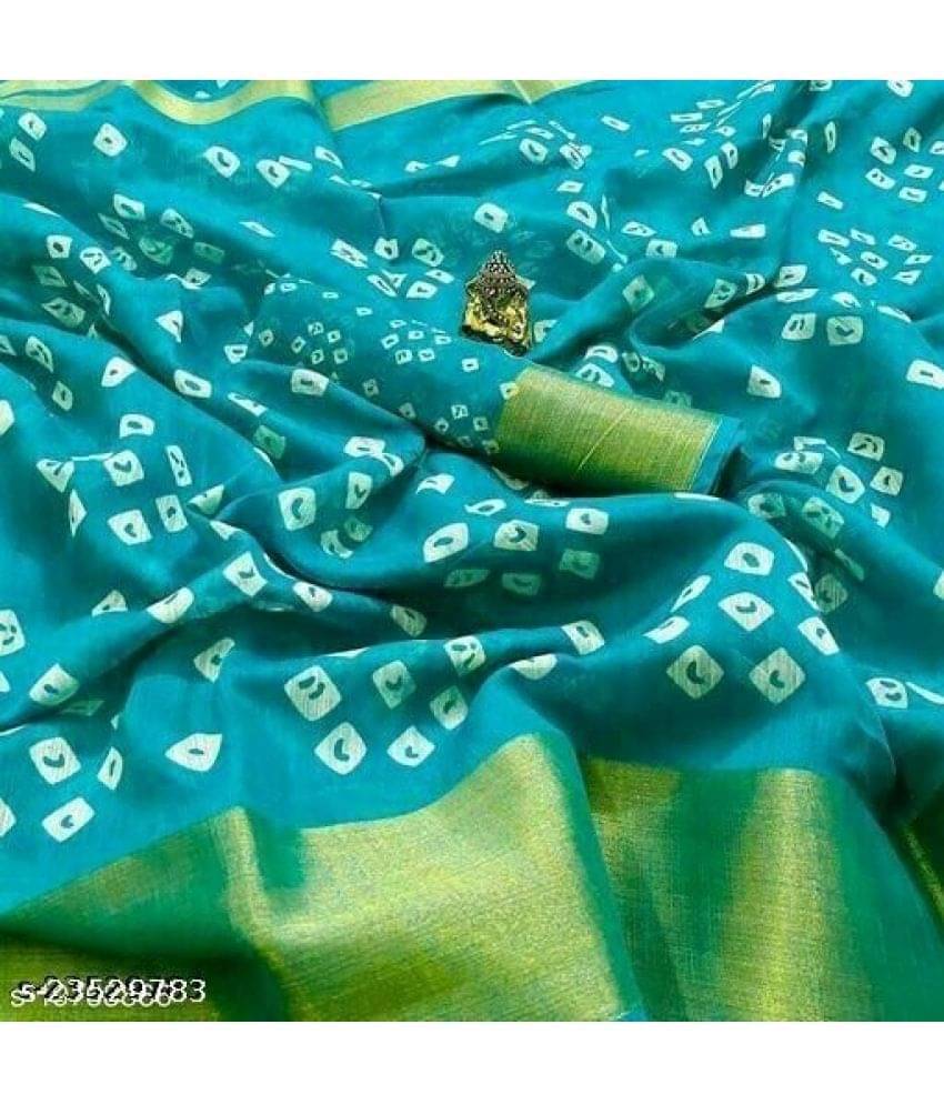    			varutex Cotton Silk Applique Regular Saree With Unstitched Blouse Piece ( Blue )