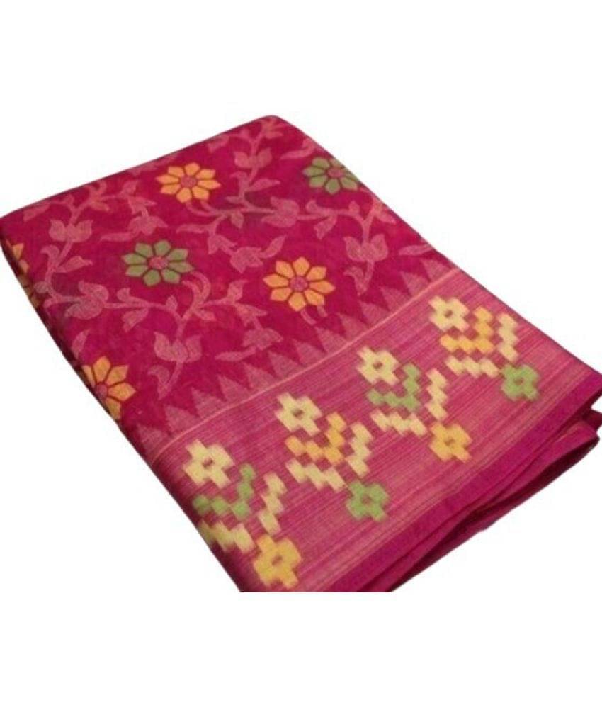     			varutex Cotton Silk Applique Regular Saree With Unstitched Blouse Piece ( Pink )