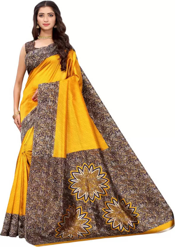 varutex Cotton Silk Applique Regular Saree With Unstitched Blouse Piece ( Yellow ) varutex Cotton Silk Applique Regular Saree With Unstitched Blouse Piece ( Yellow )