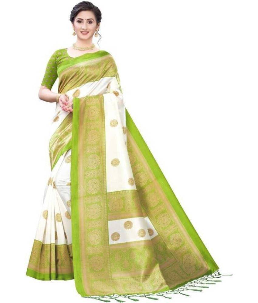     			varutex Cotton Silk Applique Regular Saree With Unstitched Blouse Piece ( Green )