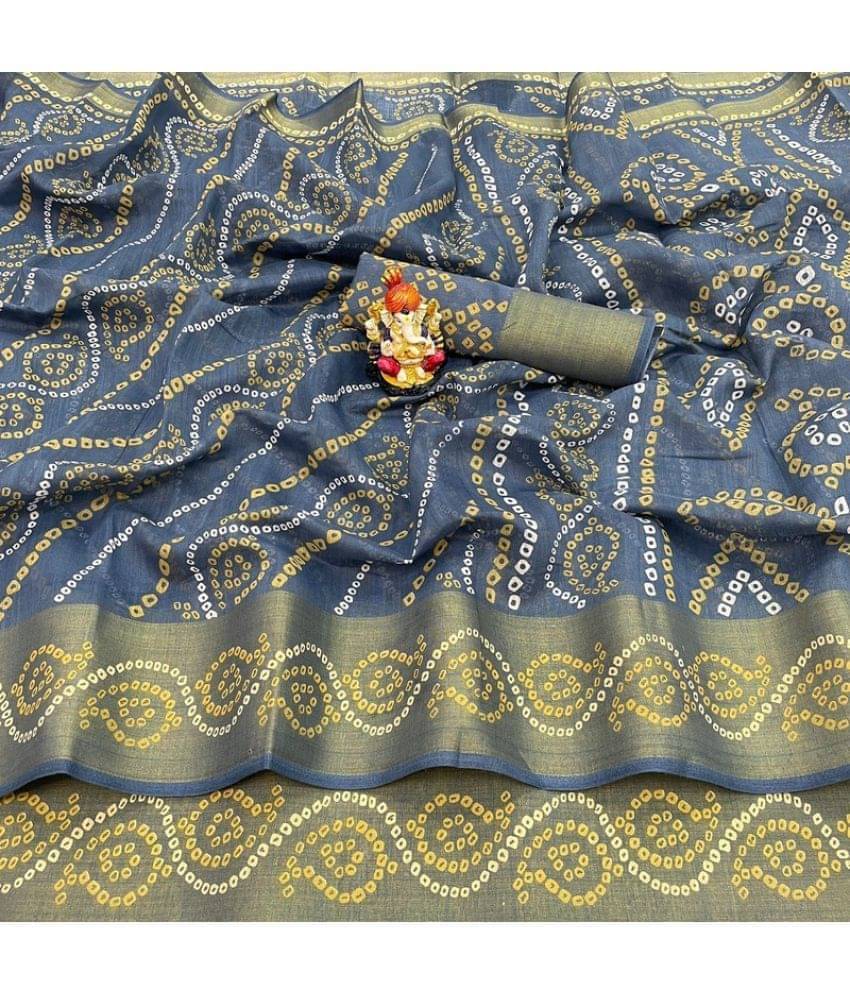     			varutex Cotton Silk Printed Regular Saree With Unstitched Blouse Piece ( Grey )