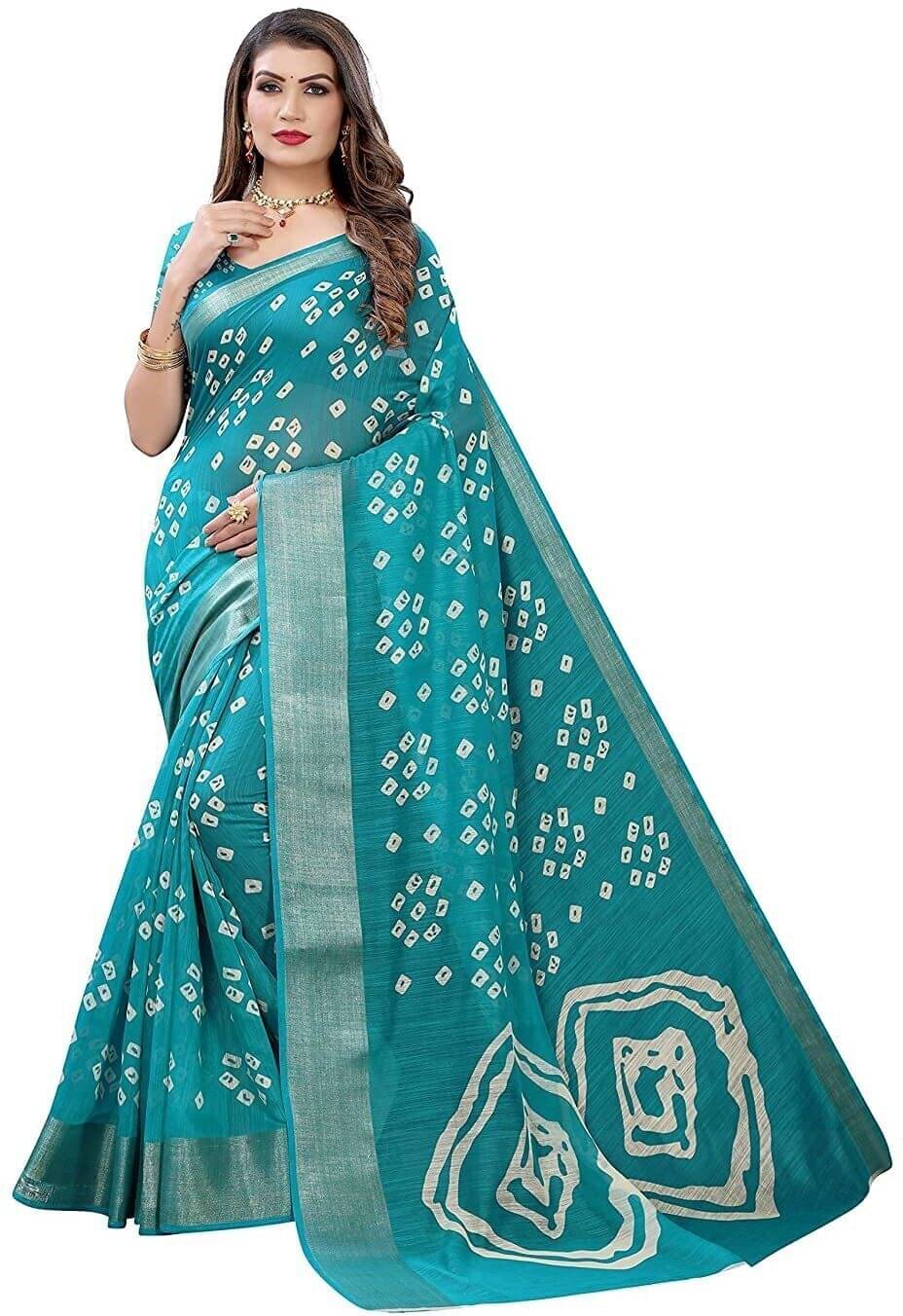     			varutex Net Cut Outs Regular Saree With Unstitched Blouse Piece ( Turquoise )