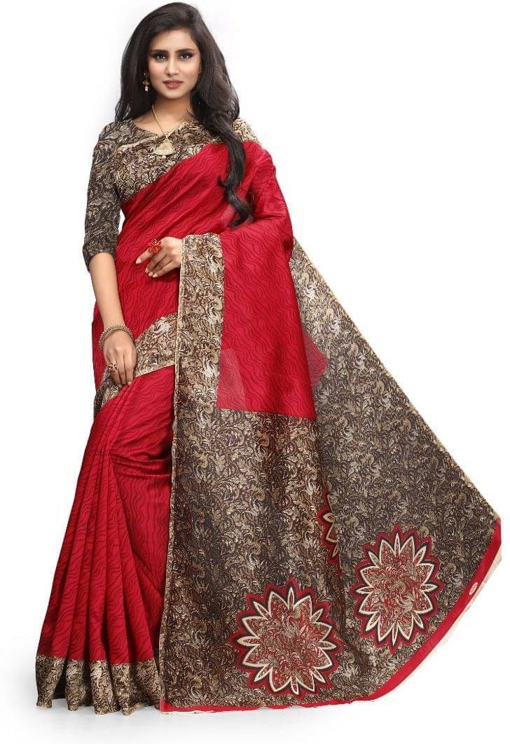     			varutex Silk Blend Printed Regular Saree With Unstitched Blouse Piece ( Multicolor 2 )