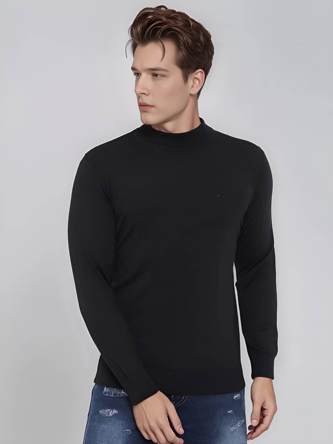 98 Degree North Woollen Blend High Neck Men's Full Sleeves Pullover Sweater - Black ( Pack of 1 )     			98 Degree North Woollen Blend High Neck Men's Full Sleeves Pullover Sweater - Black ( Pack of 1 )