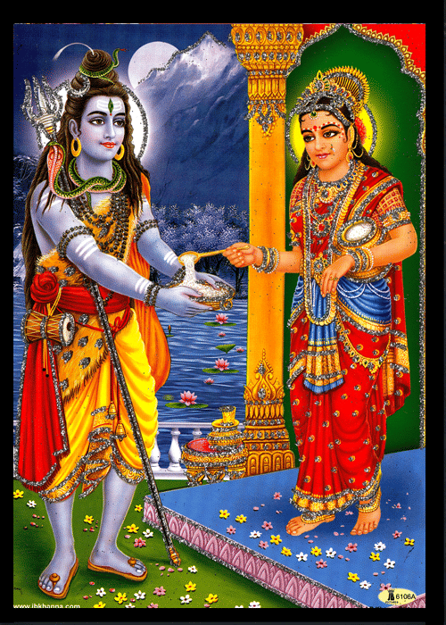 ANNAPURNA MATA SHIVA MAHADEV Sparkled Laminated Photo 8 (Width) x 11 (Length) inch on Wooden Base With Back Support Mount & Wall Hanging Mount ANNAPURNA MATA SHIVA MAHADEV Sparkled Laminated Photo 8 (Width) x 11 (Length) inch on Wooden Base With Back Support Mount & Wall Hanging Mount