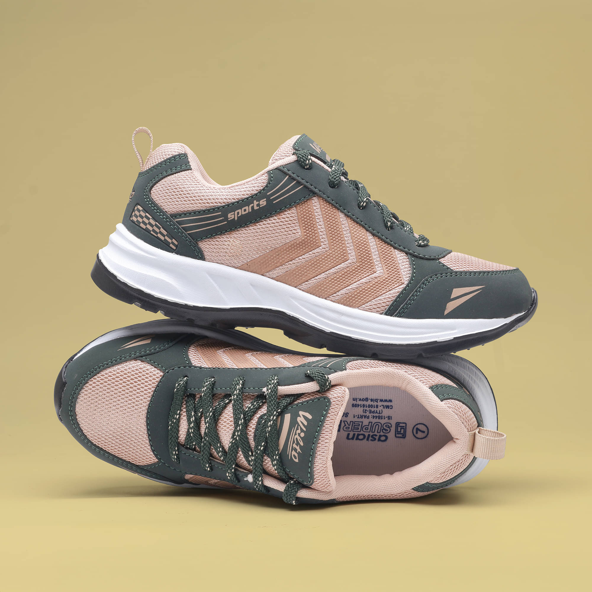     			ASIAN WONDER-14 Beige Men's Sports Running Shoes
