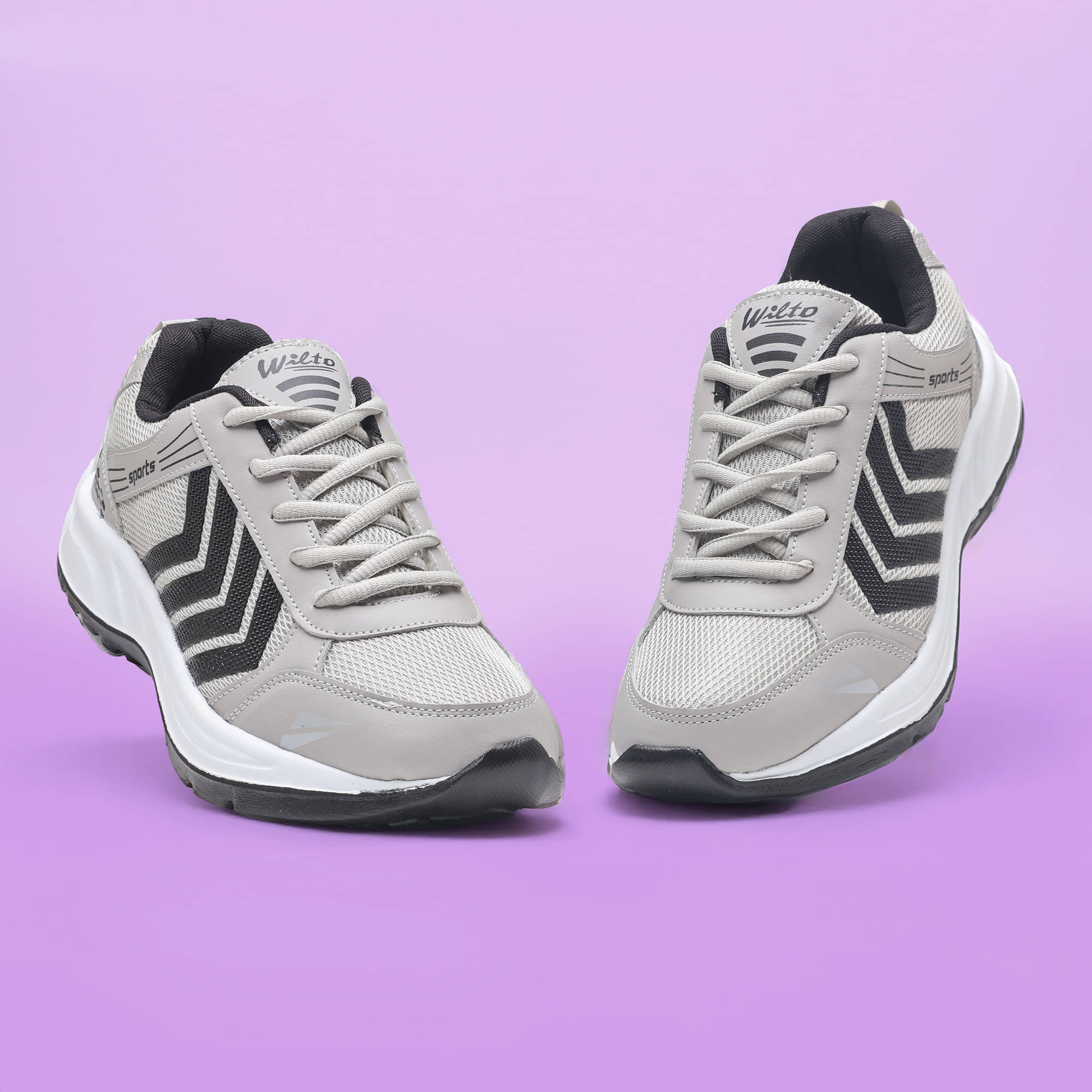     			ASIAN WONDER-14 Light Grey Men's Sports Running Shoes