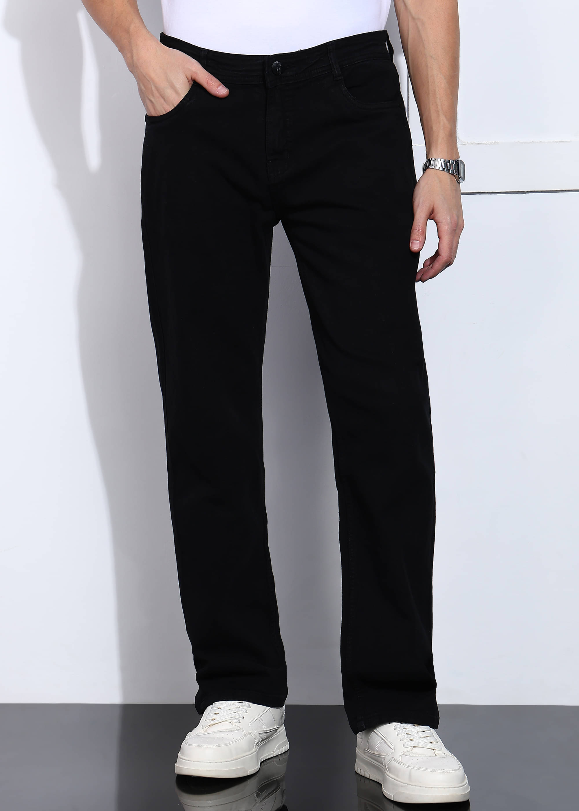     			Aflash Regular Fit Clean Look Men's Jeans - Black ( Pack of 1 )