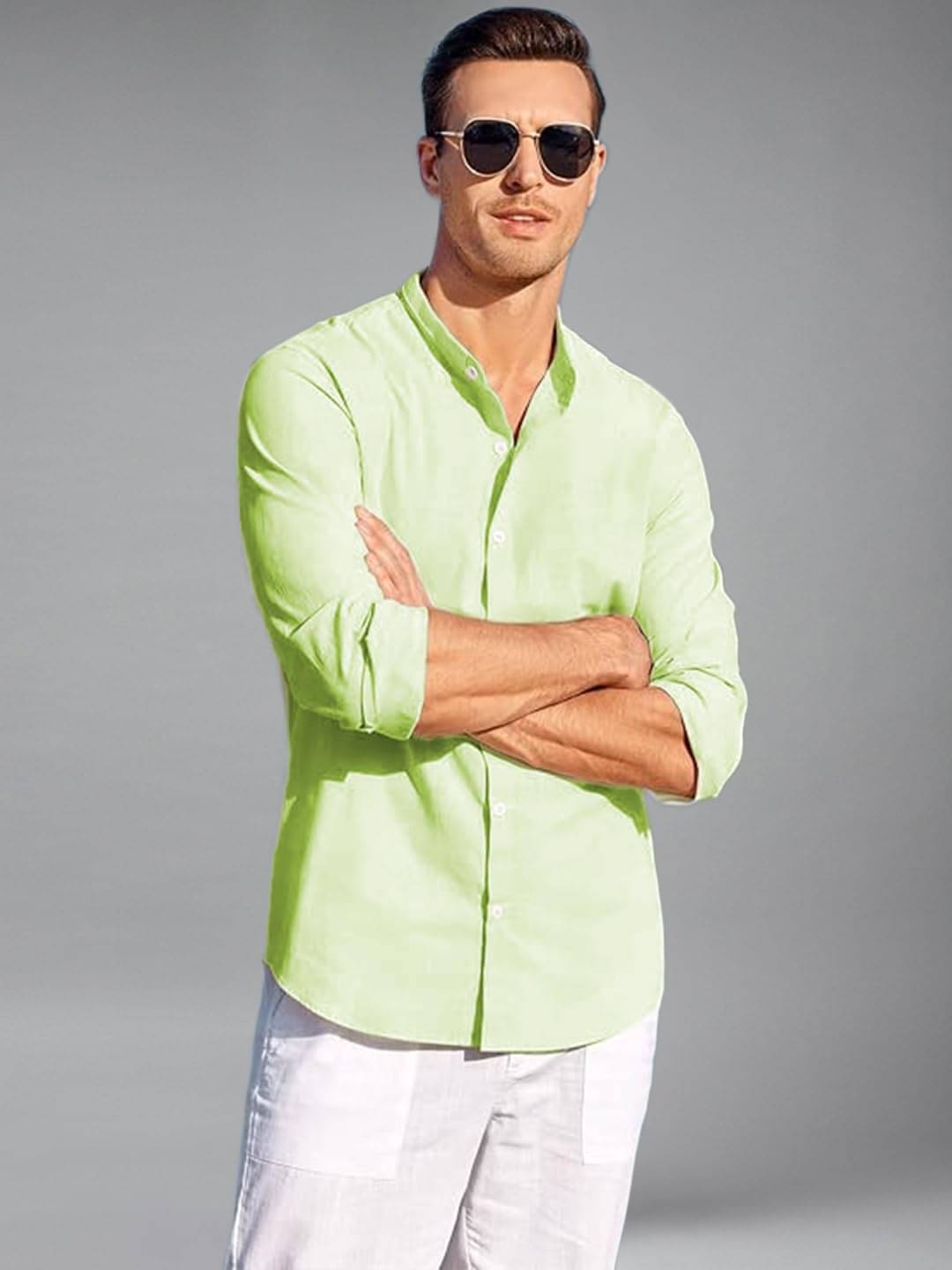     			Apektra Cotton Blend Slim Fit Solids Full Sleeves Men's Casual Shirt - Sea Green ( Pack of 1 )