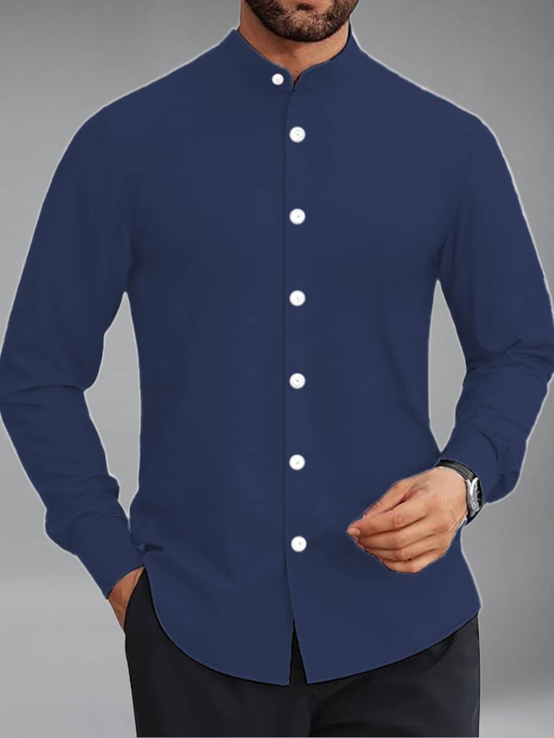     			Apektra Cotton Blend Slim Fit Solids Full Sleeves Men's Casual Shirt - Navy ( Pack of 1 )