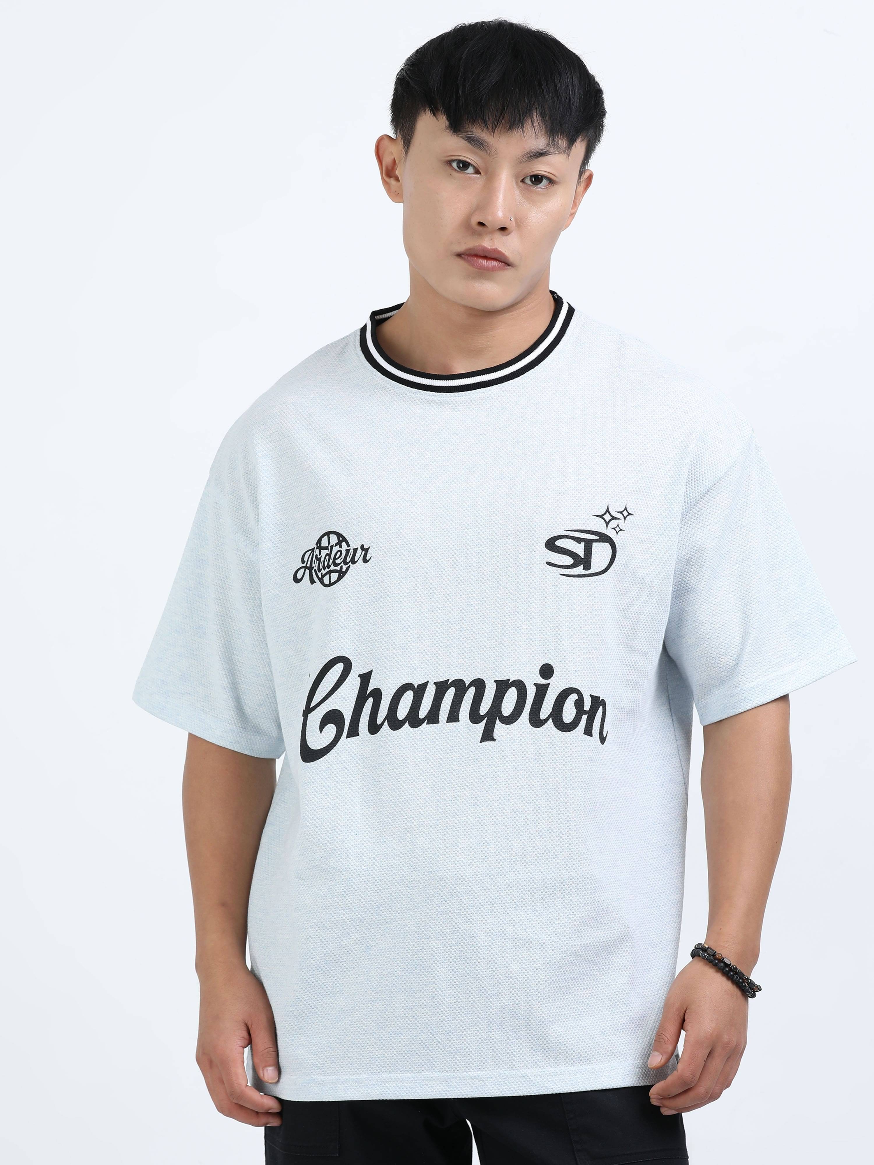     			Ardeur Men 100% Cotton Oversized Fit Printed T-Shirt ( Blue )