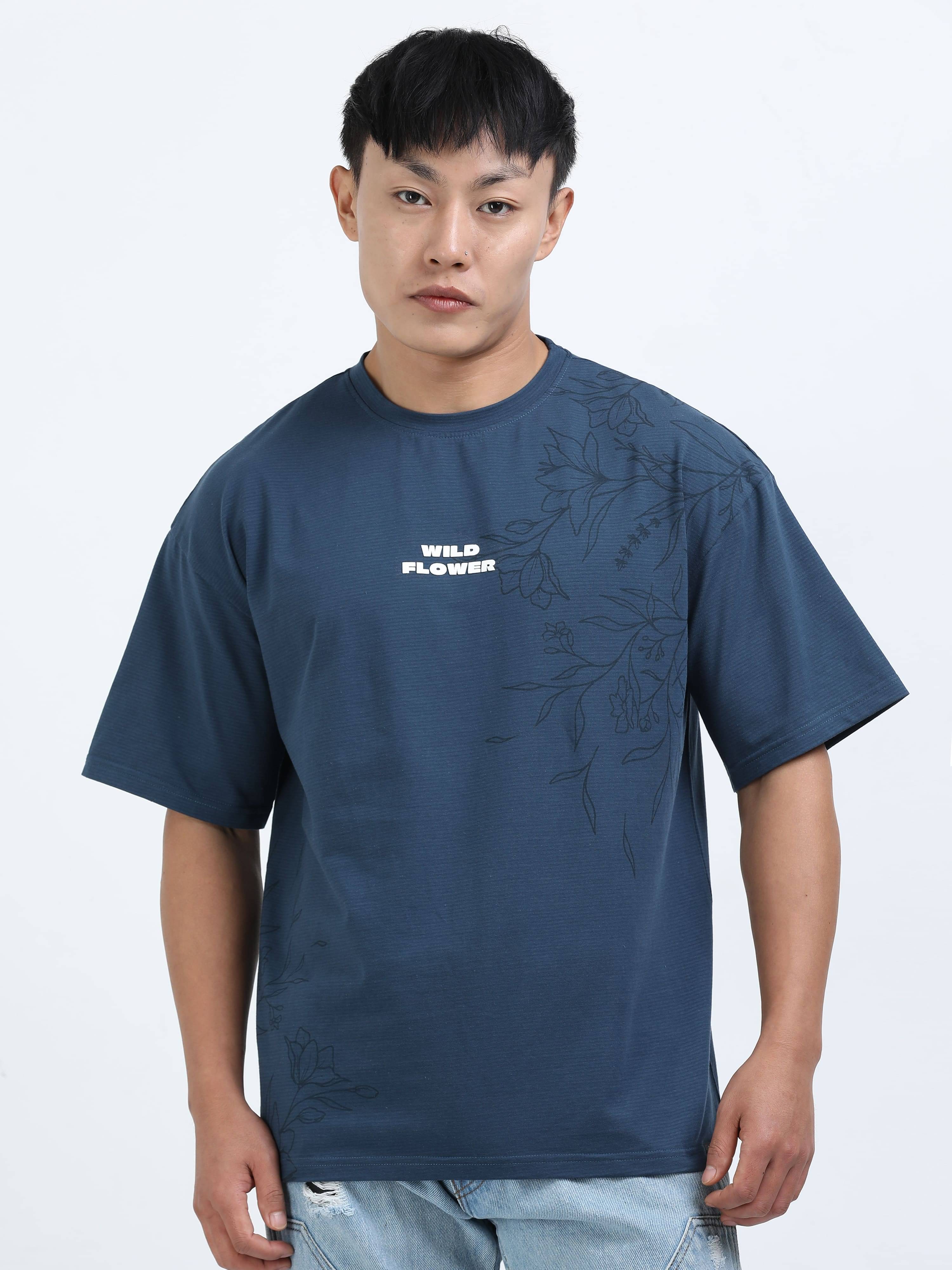     			Ardeur Men Cotton Oversized Fit Printed T-Shirt ( Blue )
