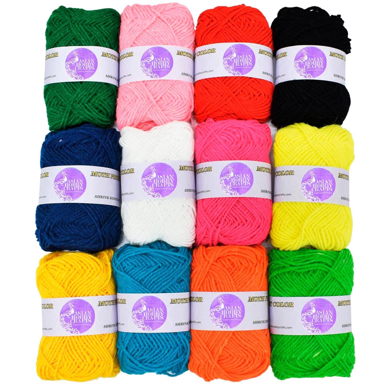     			Asian Hobby Crafts Wool Yarn – 12 Rolls Multicolor (12g Each) for Knitting & Crochet