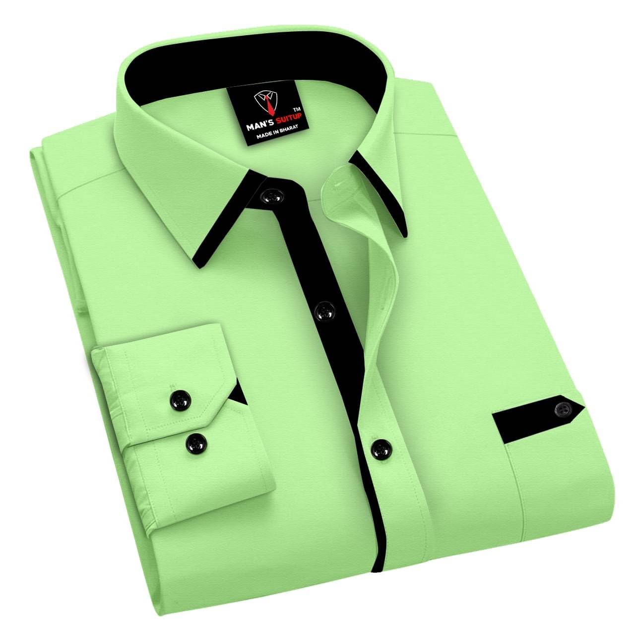     			BLACK DARK Cotton Blend Regular Fit Solids Full Sleeves Men's Casual Shirt - Green ( Pack of 1 )