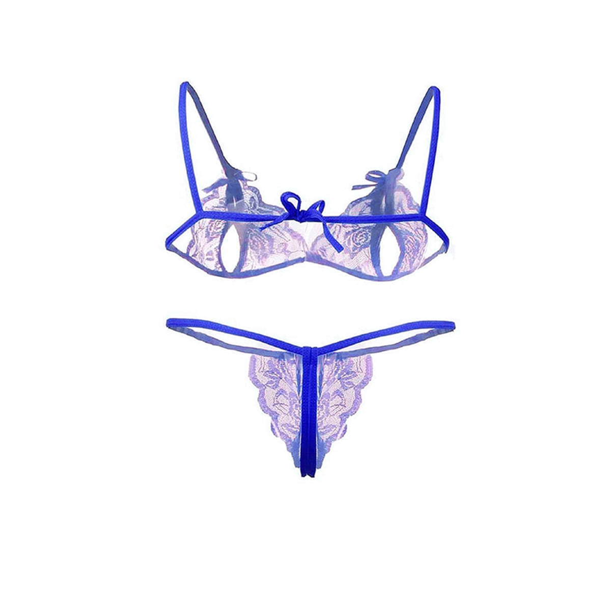 BOM BOM Lace Non Padded Bra & Panty Set ( Blue , Pack of 1 )     			BOM BOM Lace Non Padded Bra & Panty Set ( Blue , Pack of 1 )