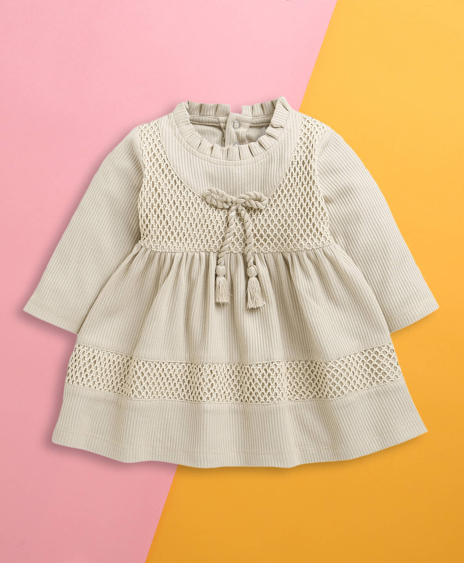     			BUMZEE Pack of 1 Baby Girls Cotton Dress ( Beige )