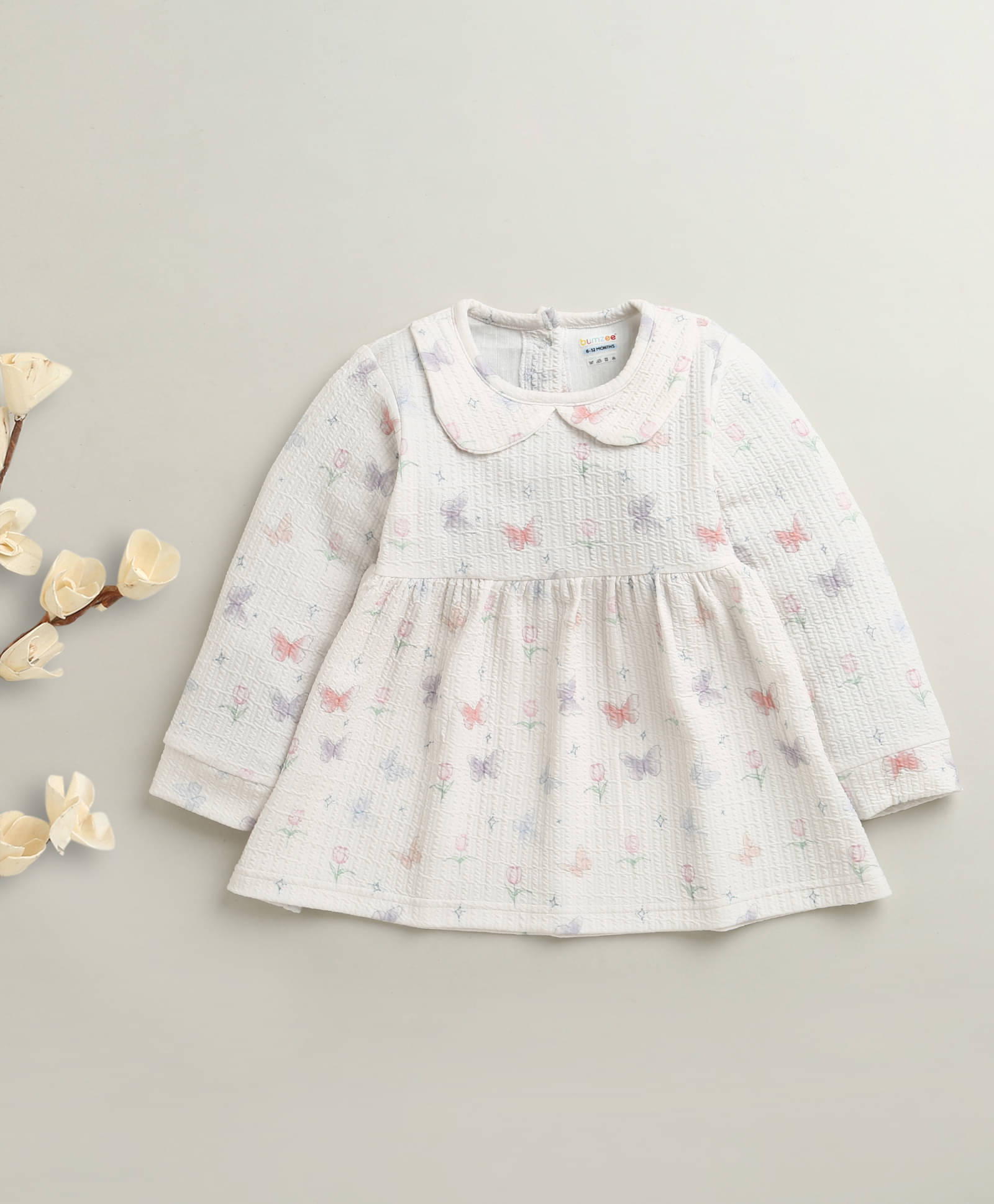     			BUMZEE Pack of 1 Baby Girls Polyester Blend Dress ( Off White )