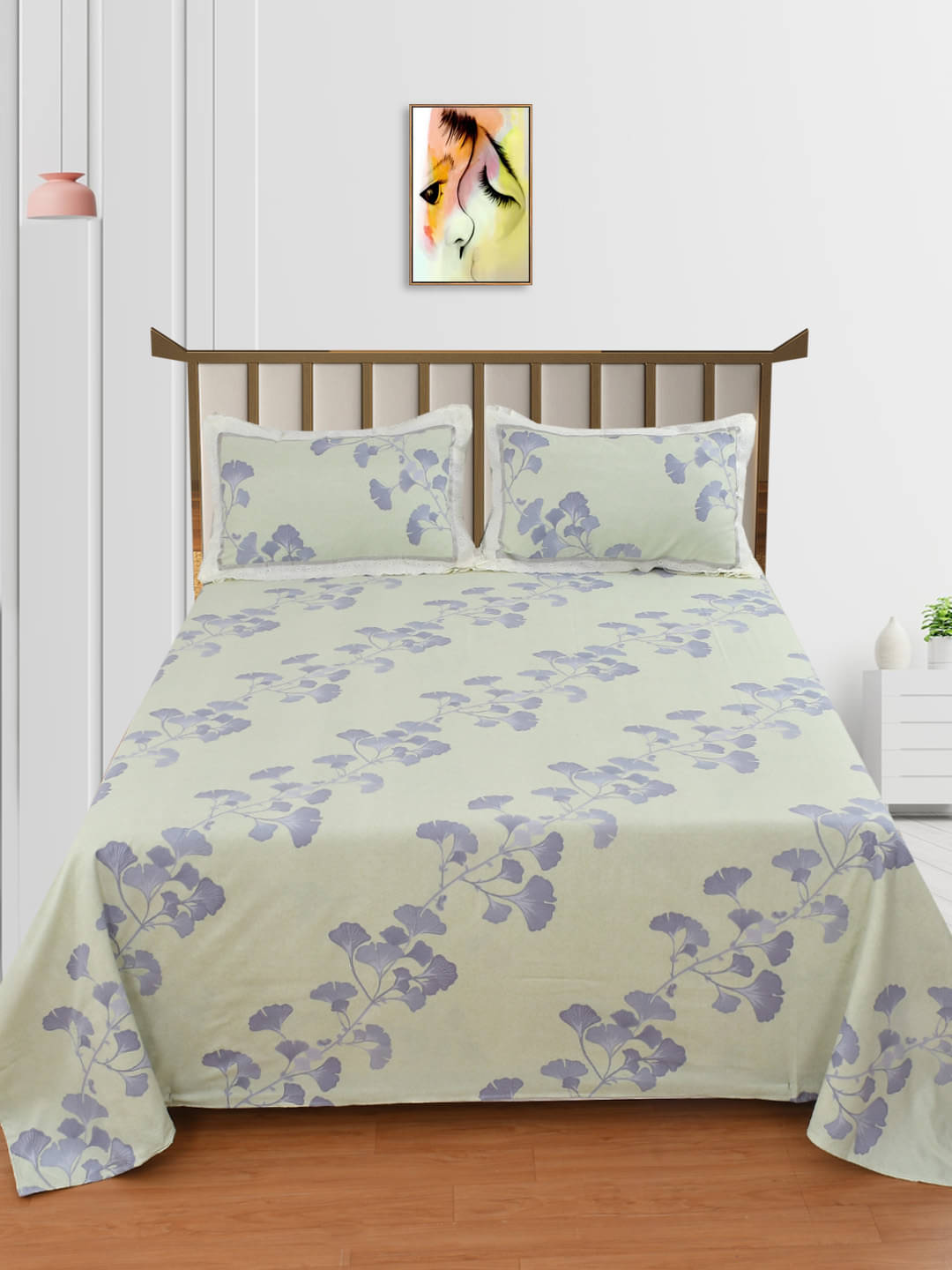     			Bromwick Microfiber 1 Double King Bedsheet with 2 Pillow Covers ( Blue )
