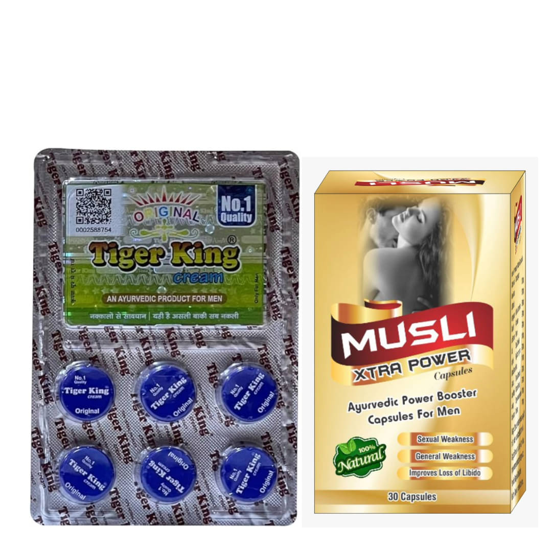 Cackle's Musli Xtra Power Capsule 30no.s & Tiger King Cream Combo Cackle's Musli Xtra Power Capsule 30no.s & Tiger King Cream Combo