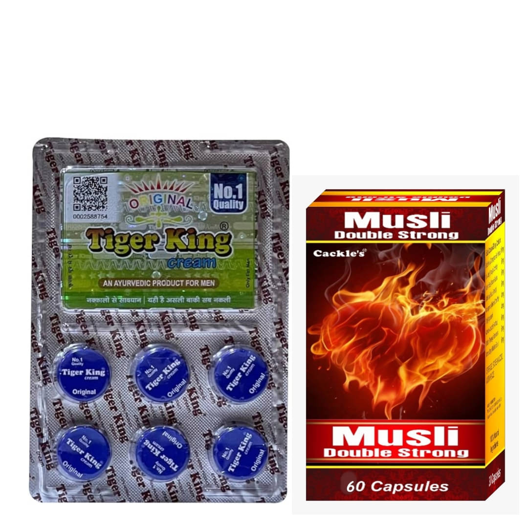     			Cackle's Double Strong Musli Capsule 60no.s & Tiger King Cream Combo