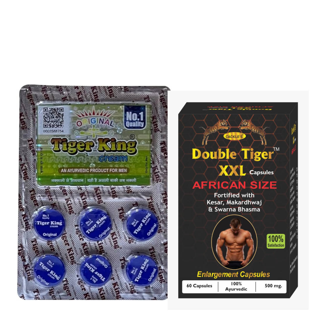 Cackle's Double Tiger African Size Capsule 60no.s & Tiger King Cream Combo Cackle's Double Tiger African Size Capsule 60no.s & Tiger King Cream Combo