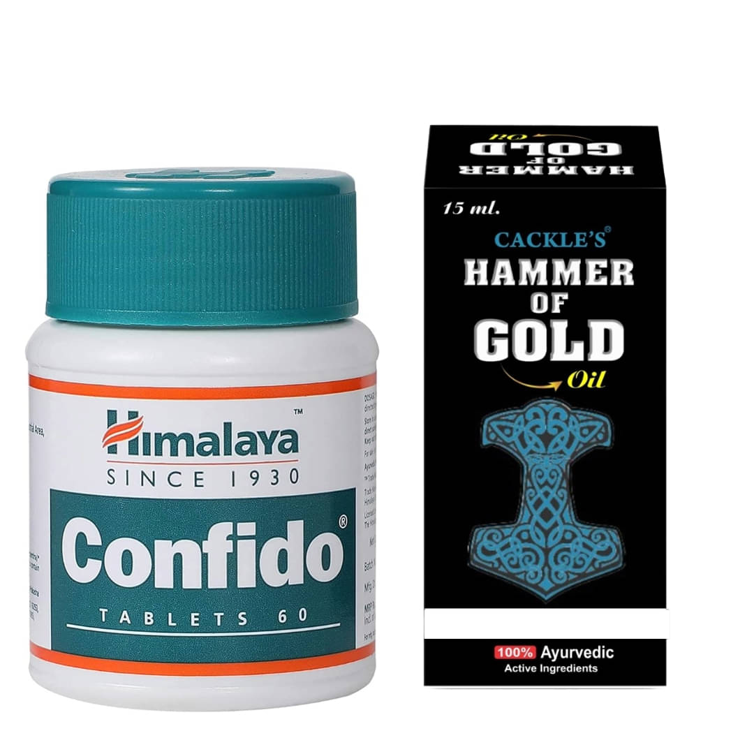 Ayurvedic Himalaya Confido Tablet 60no.s & Hammer of Gold oil 15ml Combo Pack For Men Ayurvedic Himalaya Confido Tablet 60no.s & Hammer of Gold oil 15ml Combo Pack For Men