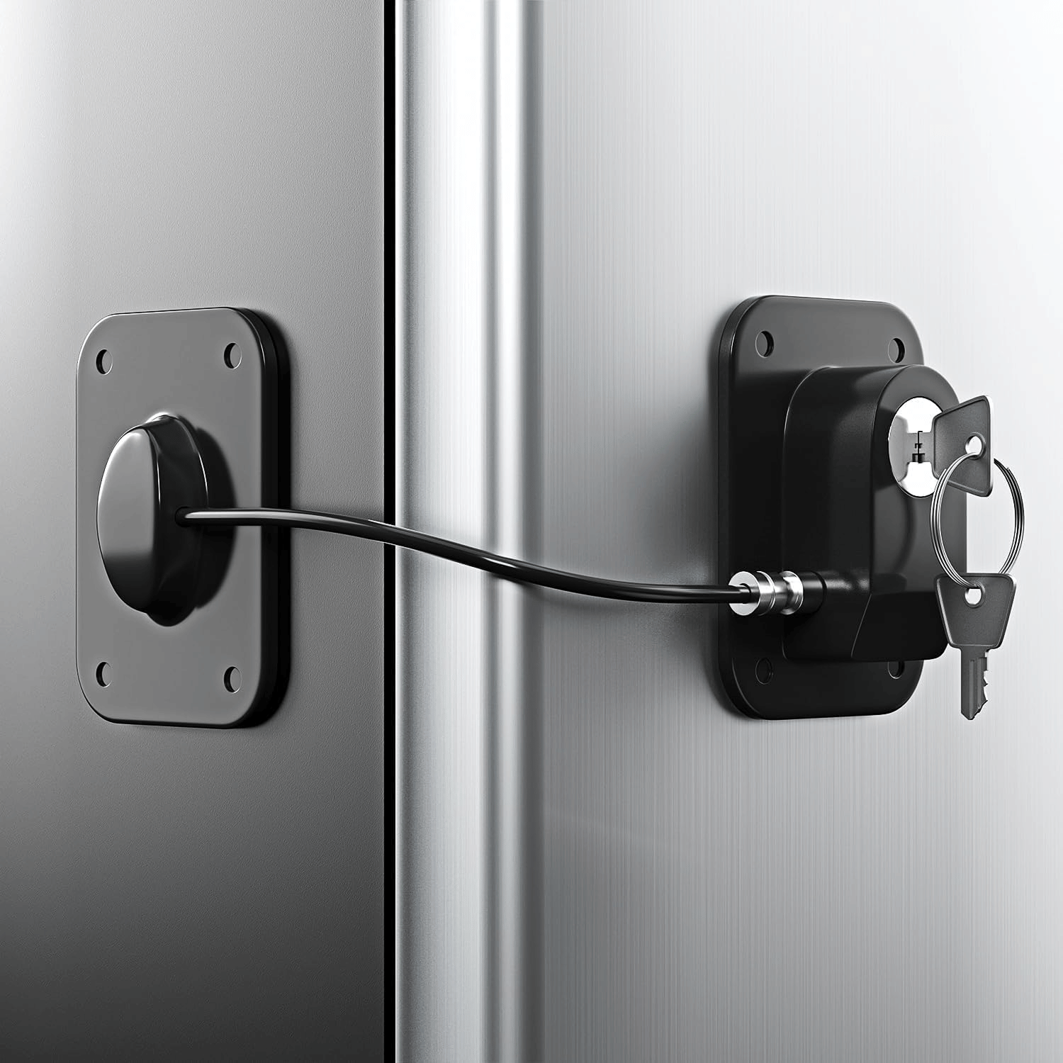     			Child Safety Device Refrigerator Door Lock With Key And Adhesives, Cabinet Restrictor Cable For Baby And Toddler, Lock For Cupboards, Drawers, Fridge, Wardrobe (Pack Of 1)