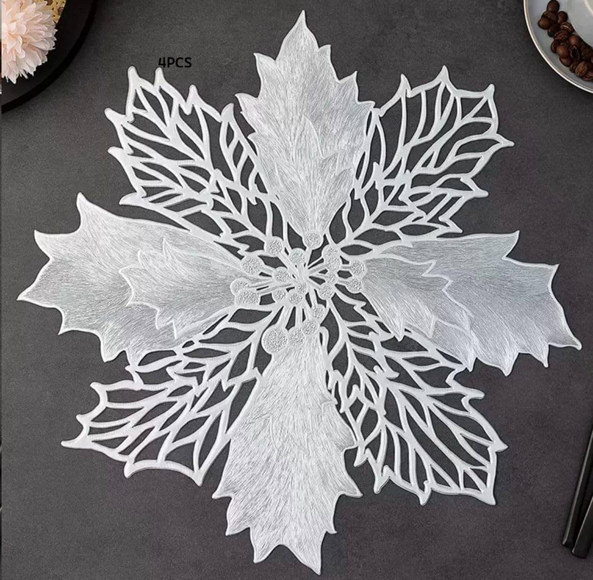     			Dakshya Industries PVC Floral Others Table Mats ( 40 cm x 40 cm ) Pack of 6 - Silver