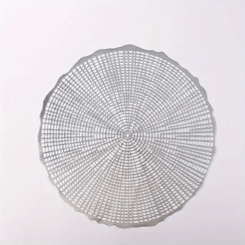 Dakshya Industries PVC Floral Round Table Mats ( 38 cm x 38 cm ) Pack of 1 - Silver     			Dakshya Industries PVC Floral Round Table Mats ( 38 cm x 38 cm ) Pack of 1 - Silver