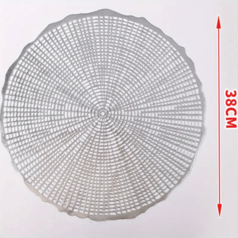 Dakshya Industries PVC Floral Round Table Mats ( 38 cm x 38 cm ) Pack of 2 - Silver Dakshya Industries PVC Floral Round Table Mats ( 38 cm x 38 cm ) Pack of 2 - Silver