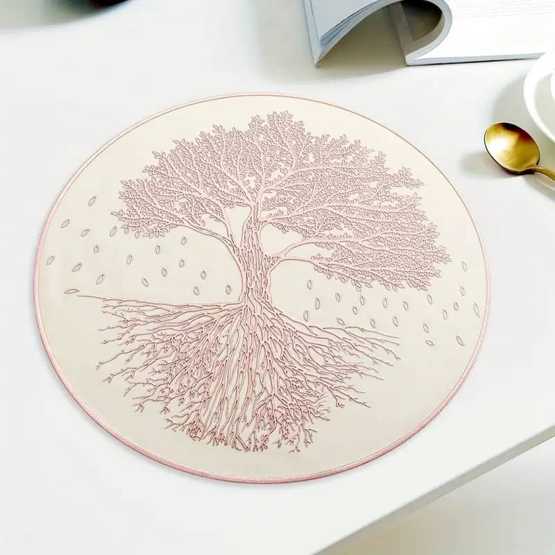     			Dakshya Industries PVC Floral Round Table Mats ( 38 cm x 38 cm ) Pack of 1 - Copper