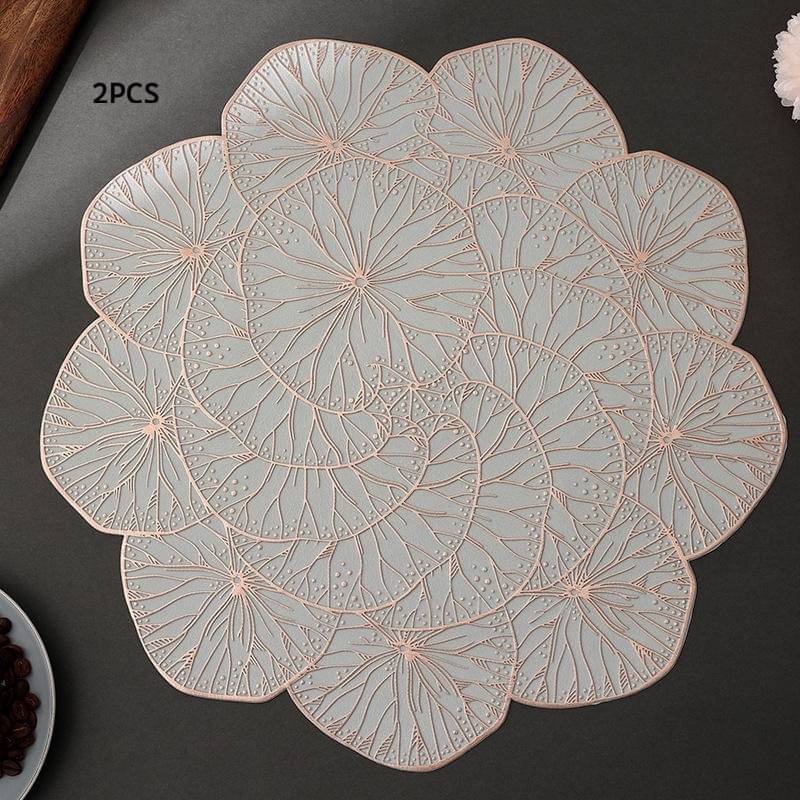     			Dakshya Industries PVC Floral Round Table Mats ( 38 cm x 38 cm ) Pack of 2 - Copper