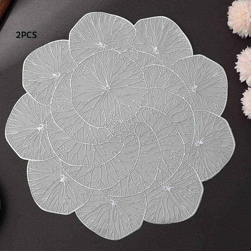 Dakshya Industries PVC Floral Round Table Mats ( 38 cm x 38 cm ) Pack of 2 - Silver Dakshya Industries PVC Floral Round Table Mats ( 38 cm x 38 cm ) Pack of 2 - Silver