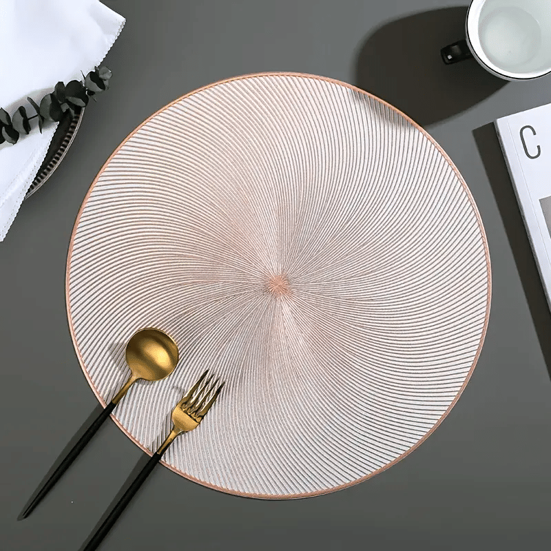    			Dakshya Industries PVC Floral Round Table Mats ( 38 cm x 38 cm ) Pack of 2 - Copper
