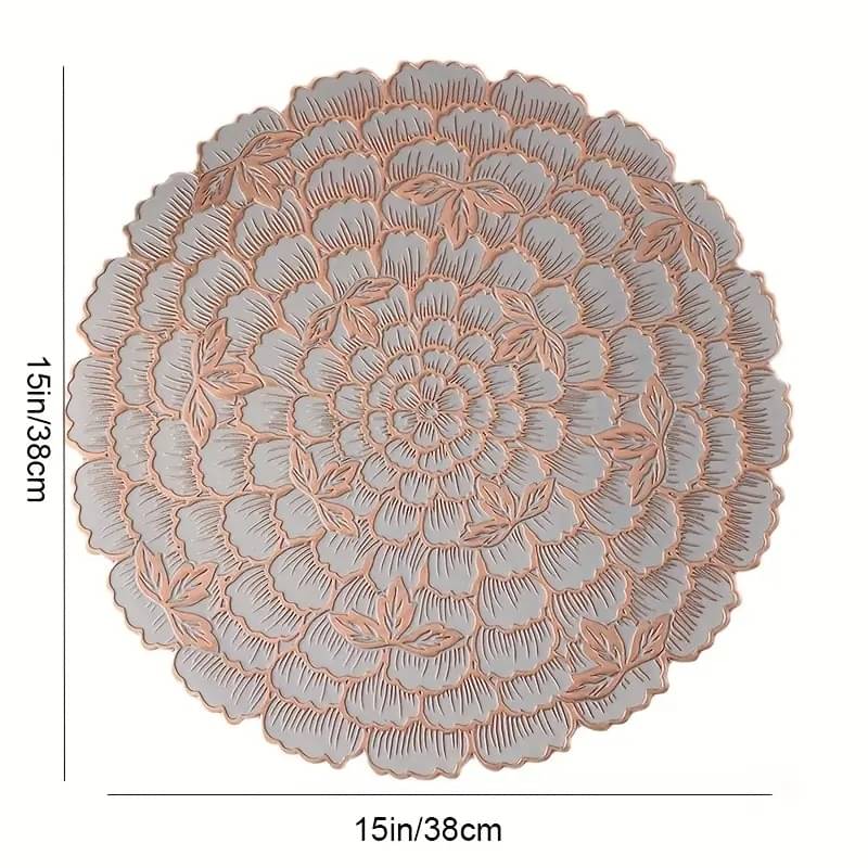     			Dakshya Industries PVC Floral Round Table Mats ( 28 cm x 28 cm ) Pack of 1 - Copper