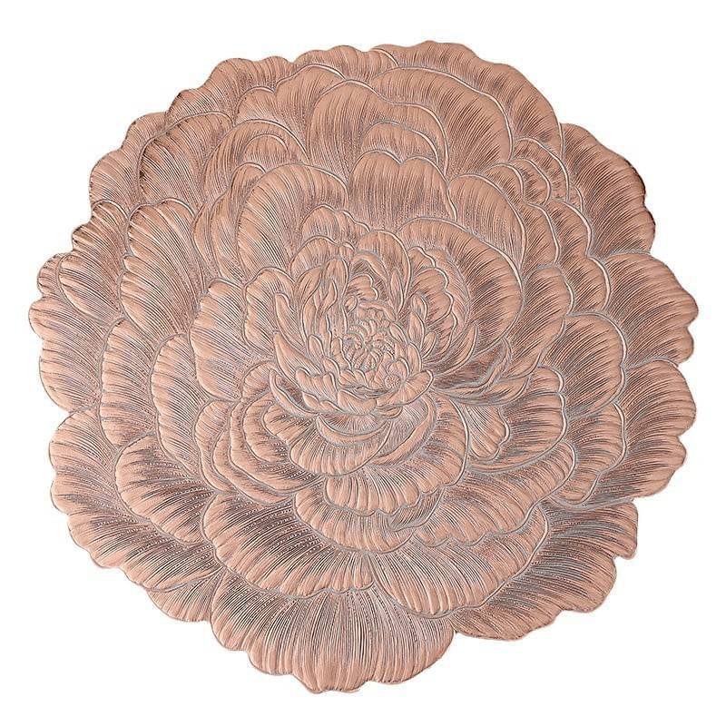     			Dakshya Industries PVC Floral Round Table Mats ( 38 cm x 38 cm ) Pack of 2 - Copper