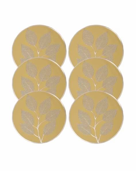 Dakshya Industries PVC Floral Round Table Mats ( 38 cm x 38 cm ) Pack of 6 - Gold Dakshya Industries PVC Floral Round Table Mats ( 38 cm x 38 cm ) Pack of 6 - Gold